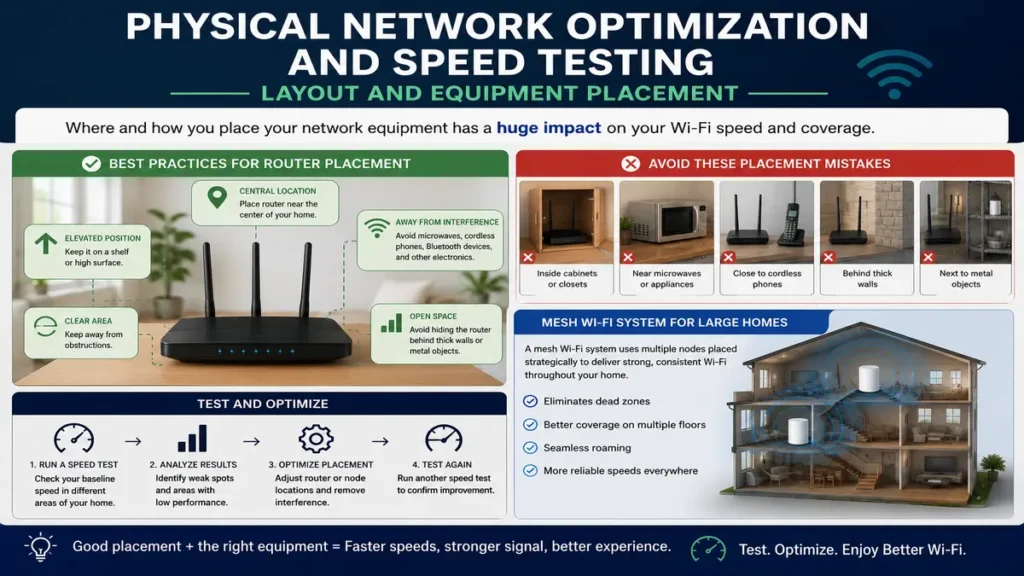 Physical Network Optimization and Speed Testing Layout and Equipment Placement