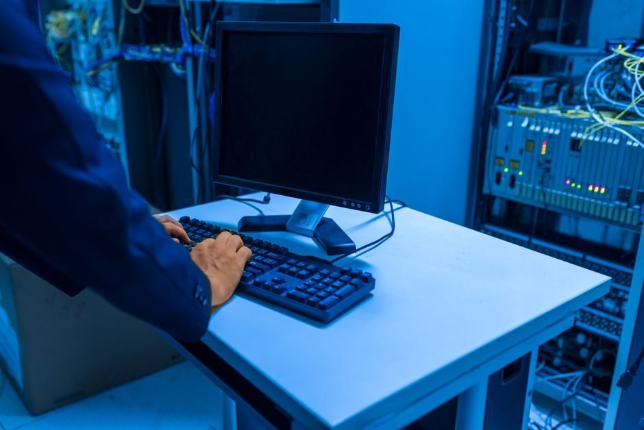 Person troubleshooting a home network connection issue