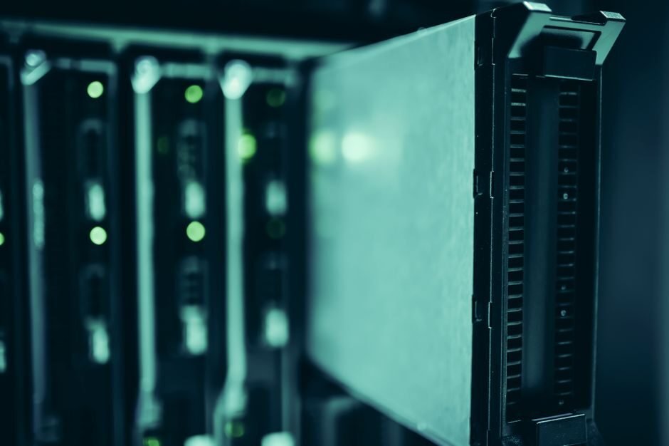 Data center server racks representing cloud infrastructure
