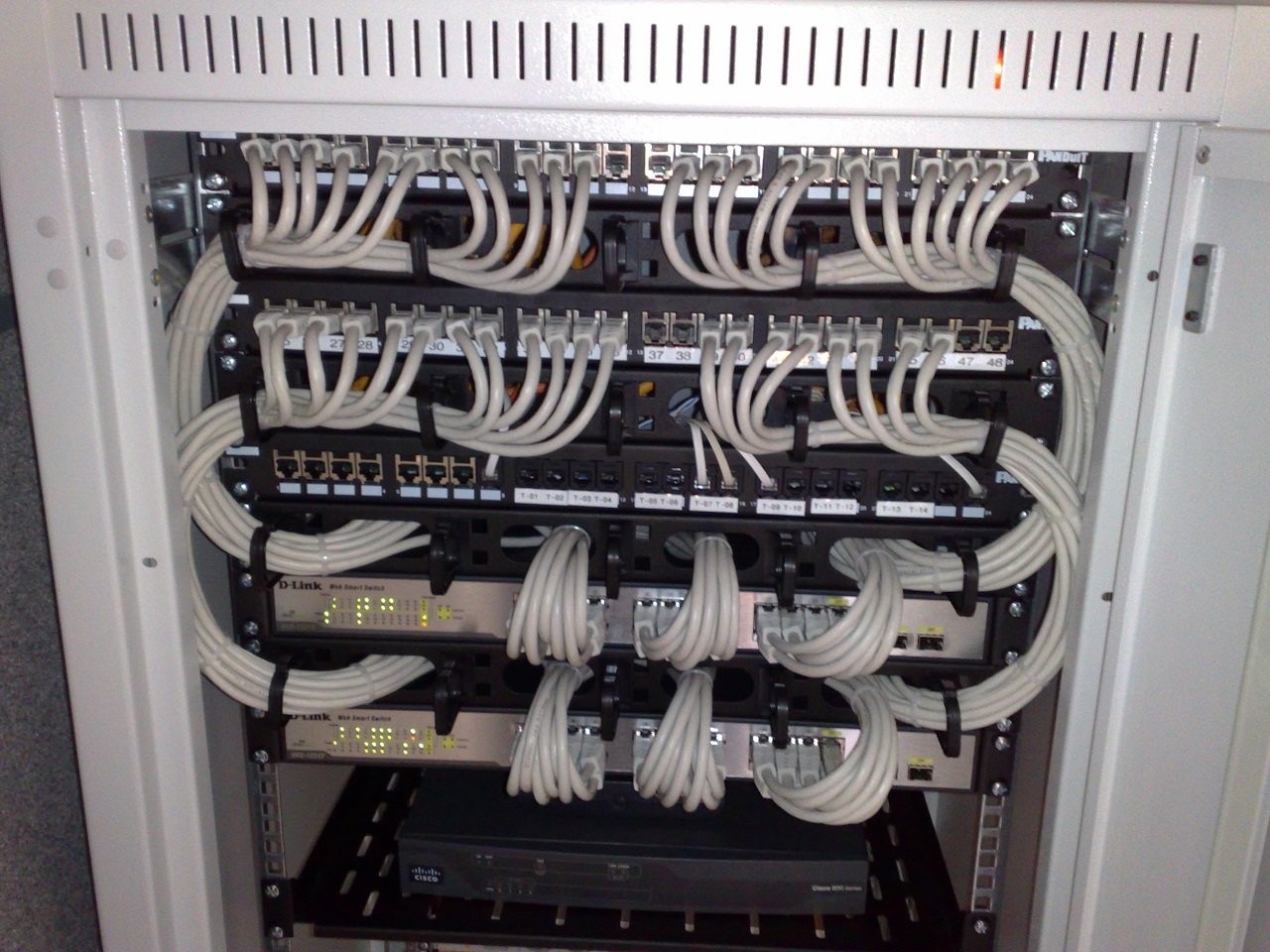 Network switch and cables used to test network speed checker accuracy