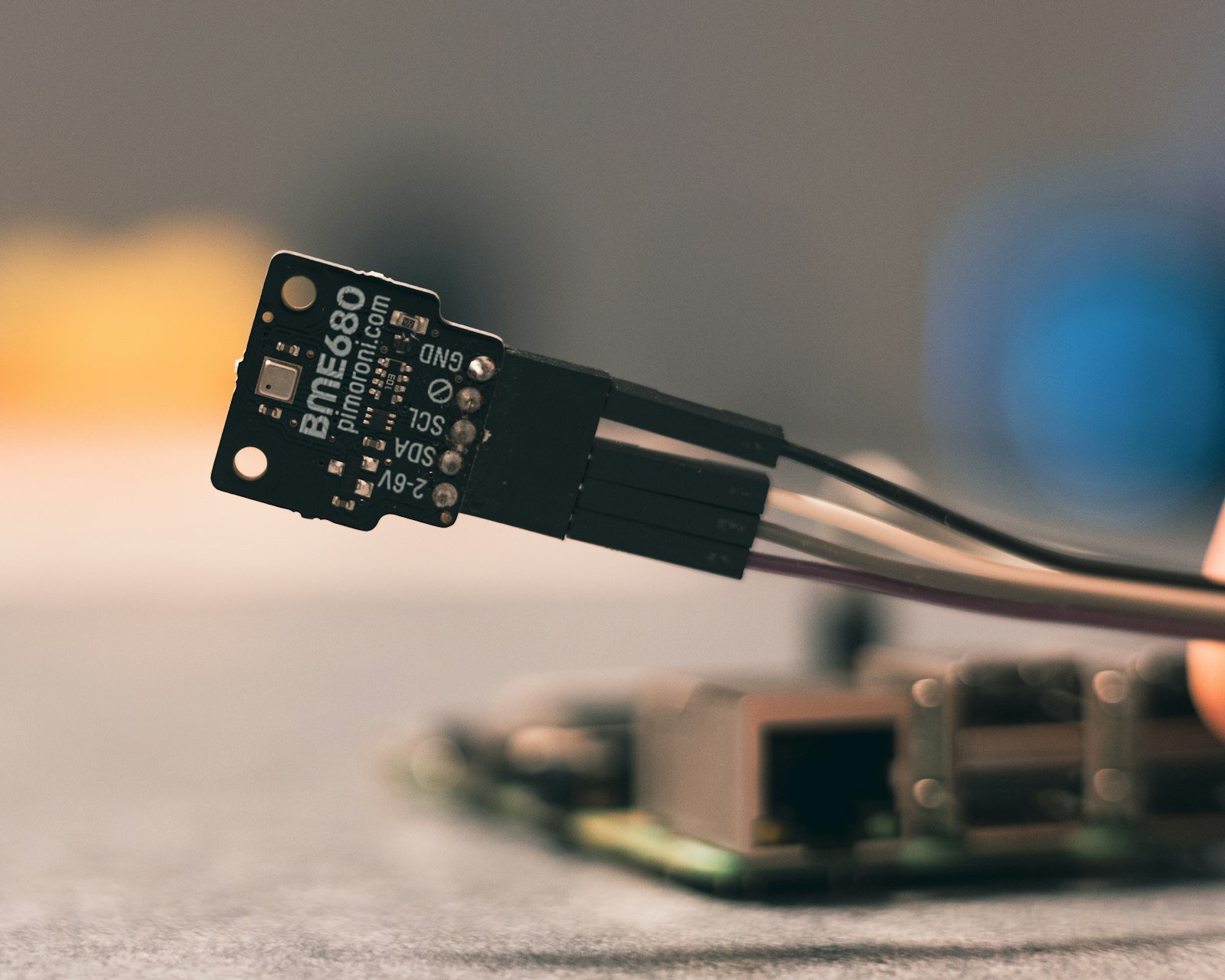 Close-up of electronic receiver equipment used with Li-Fi technology